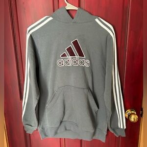 Boys Youth Large Gray/Maroon Adidas Hoodie